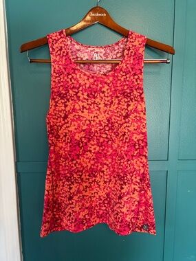 Title Nine Stink Stopper Floral-Print Racer Back Tank Top - Pink & Orange Size L